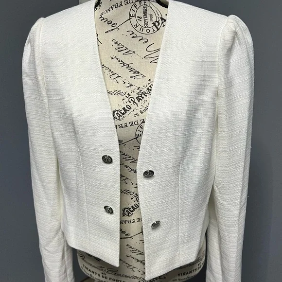 Calvin Klein Women's X-Fit Cropped Open Front Blazer Jacket Size 8 White NWOT - Picture 4 of 8